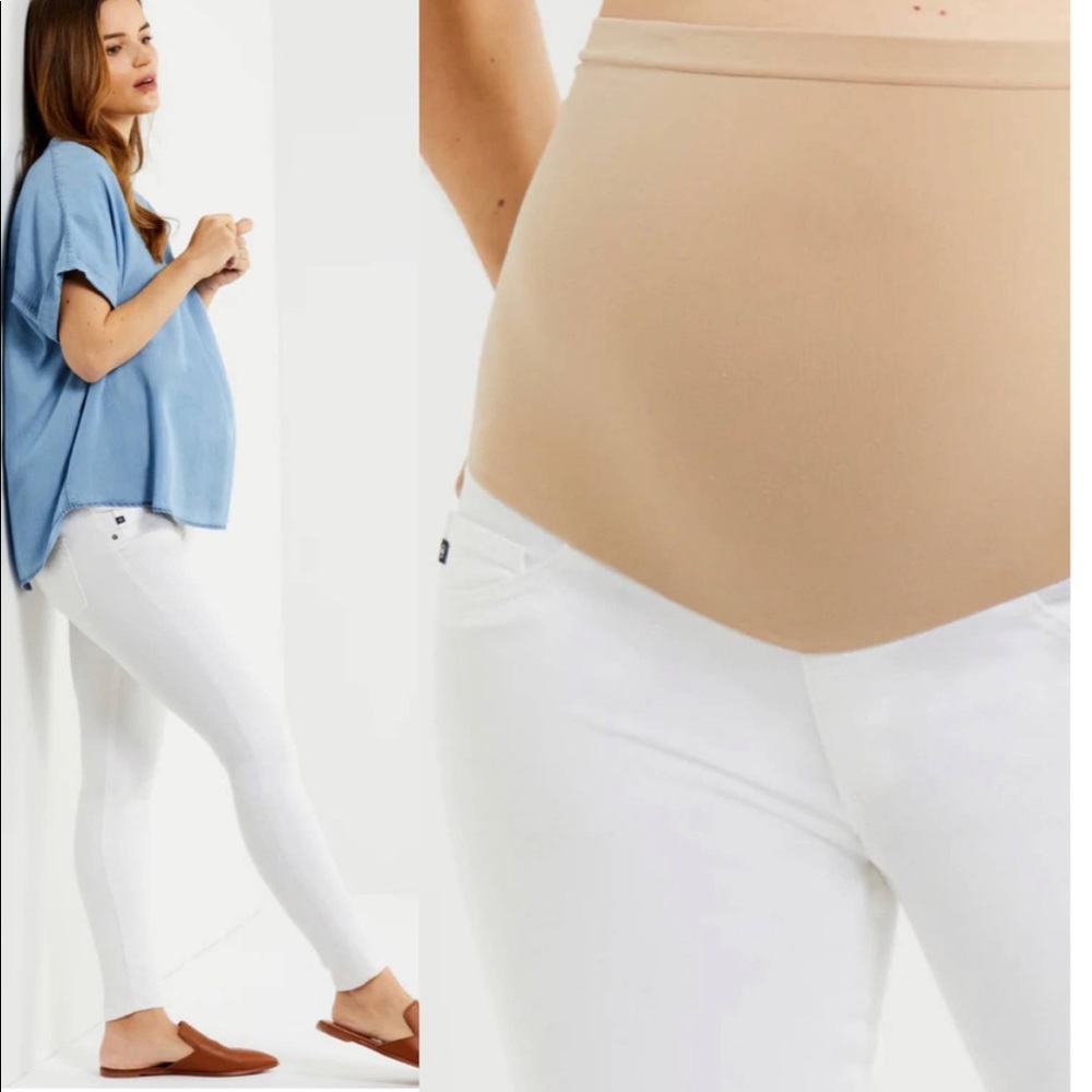 AG Adriano Goldschmied Jeans Maternity Secret Fit Belly Ankle White Size 27R